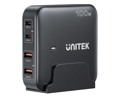 Ładowarka i akumulator UNITEK Ładowarka biurkowa GaN 100W 2x USB-A 2x USB-C P1229ABK01-EU